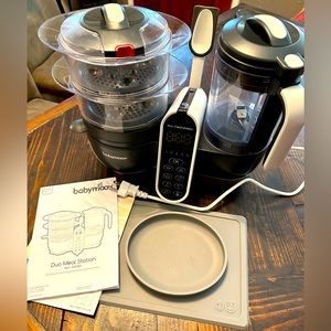 BabyMoov Duo Meal Station Food Processor + EzPz Silicone Plate - Grey